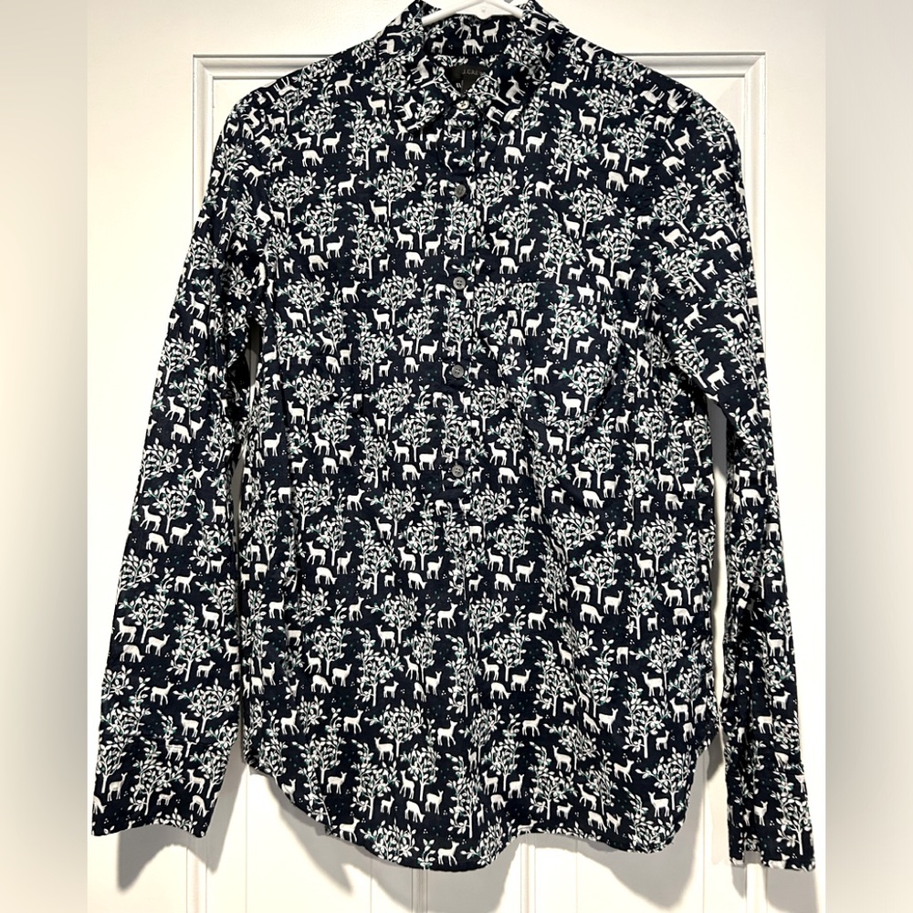 J Crew reindeer print popover top in size 4